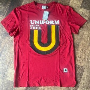 NWT G-Star Raw Mens Red Logo Tee $50 Size Large Uniform of the Free